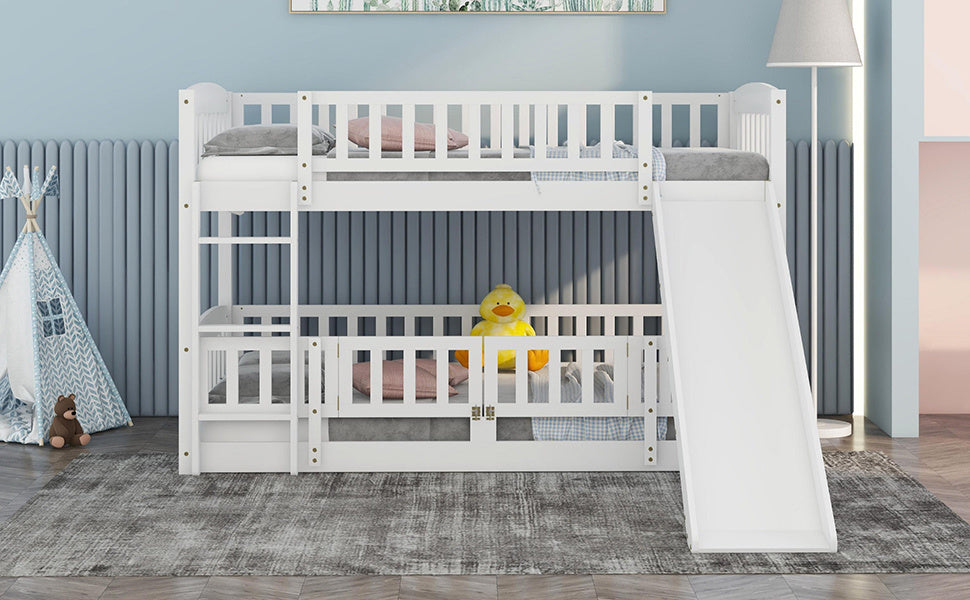 Bunk Bed with Slide; Twin Over Twin