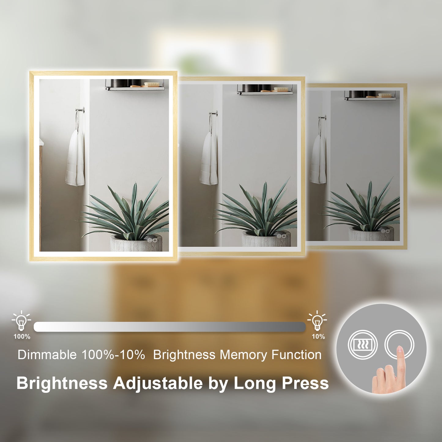 4 Size LED Bathroom Mirror; Backlit and Frontlit