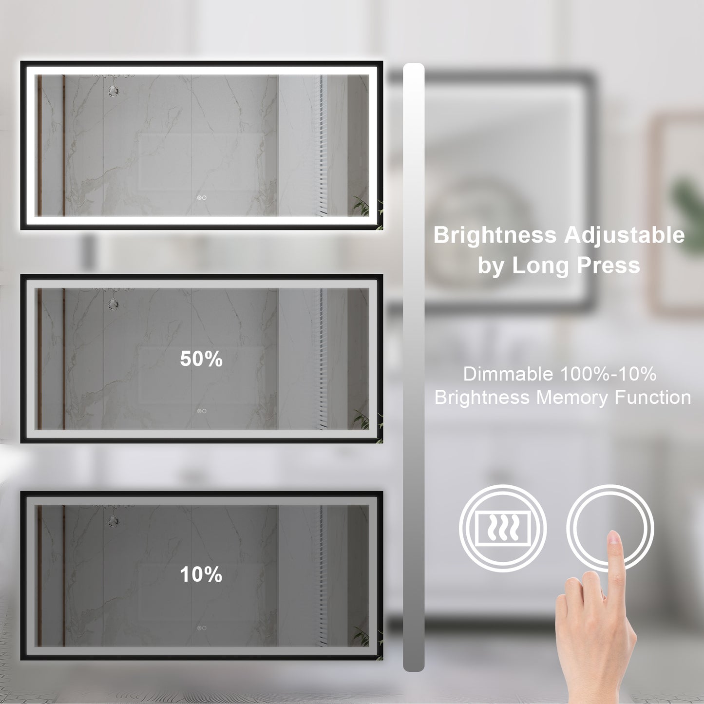 4 Size LED Bathroom Mirror; Backlit and Frontlit