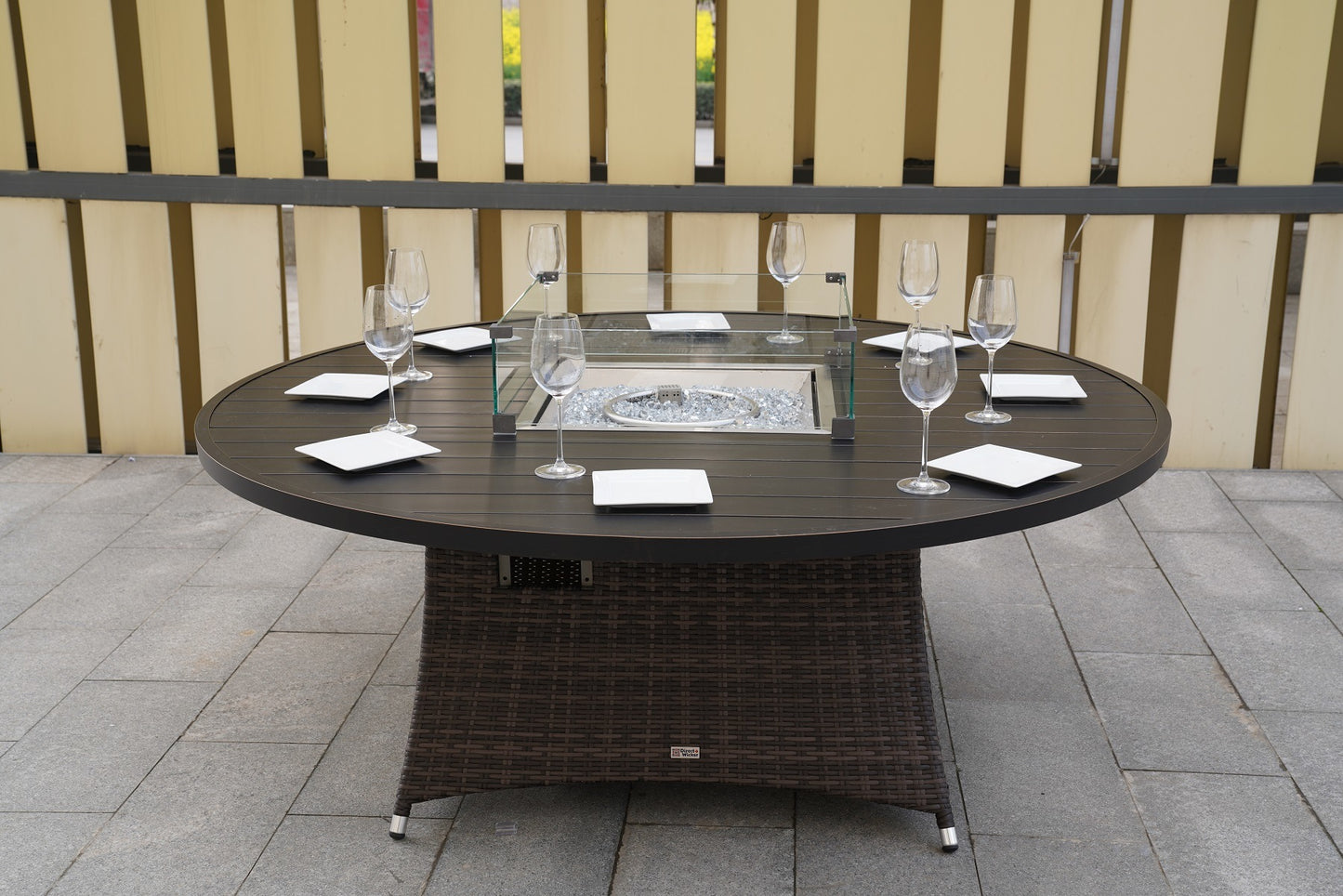 Brown Wicker Patio Firepit table