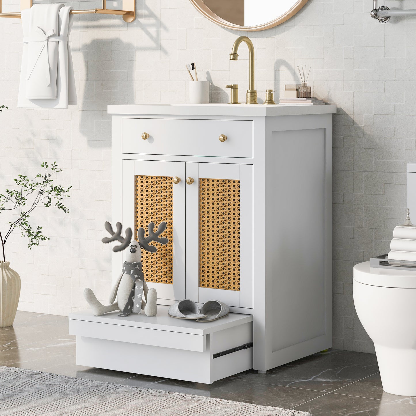 24" vanity with Single Sink; Pull-out footrest