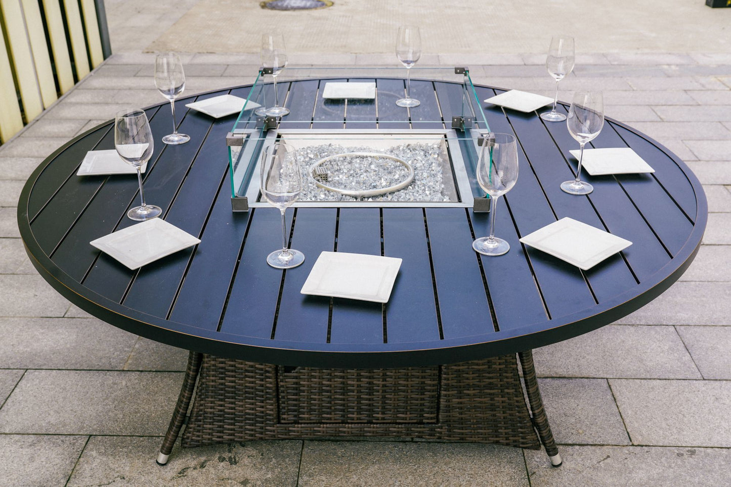 Brown Wicker Patio Firepit table