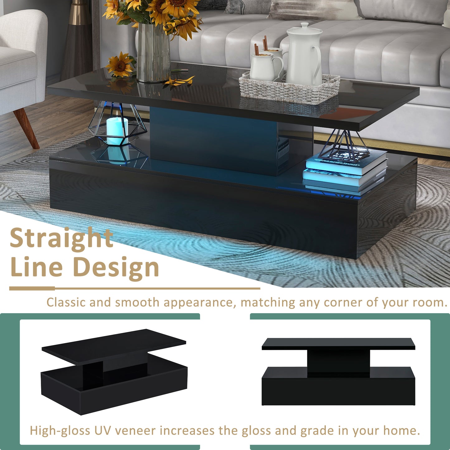 Cocktail Table Modern Design with LED lighting