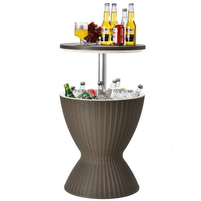 3 in 1 8 Gallon Rattan Cooler Bar Table