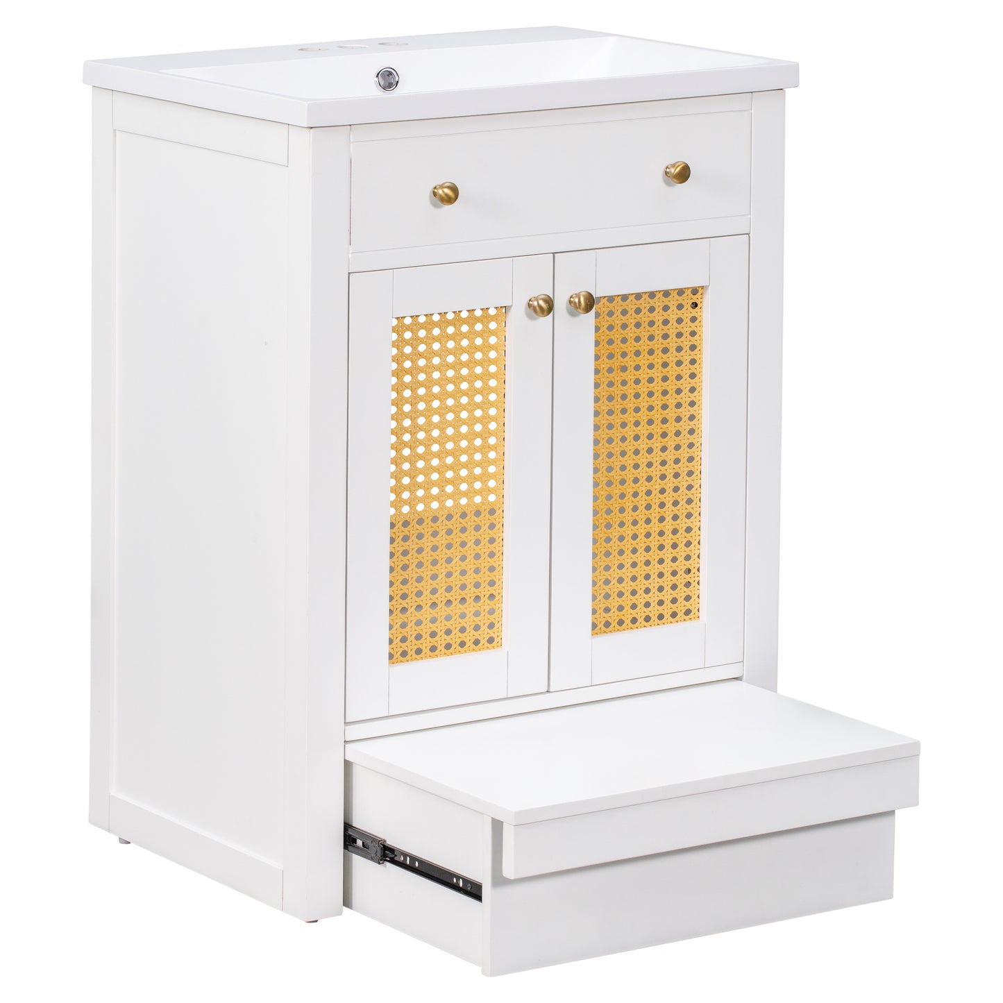 24" vanity with Single Sink; Pull-out footrest