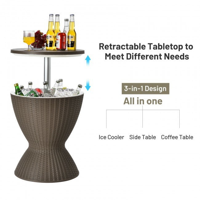 3 in 1 8 Gallon Rattan Cooler Bar Table