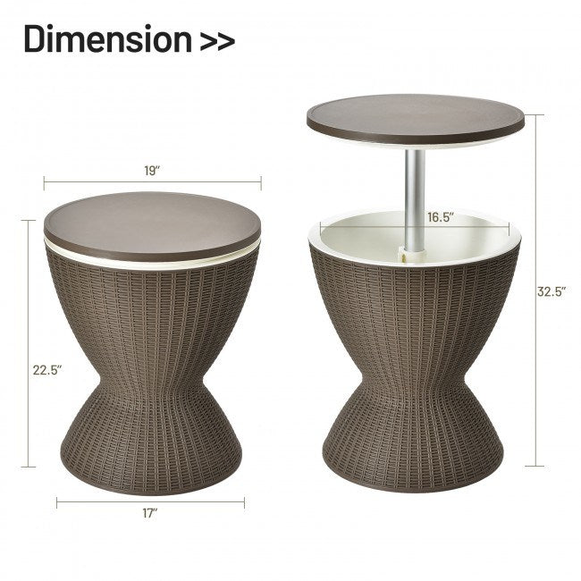 3 in 1 8 Gallon Rattan Cooler Bar Table