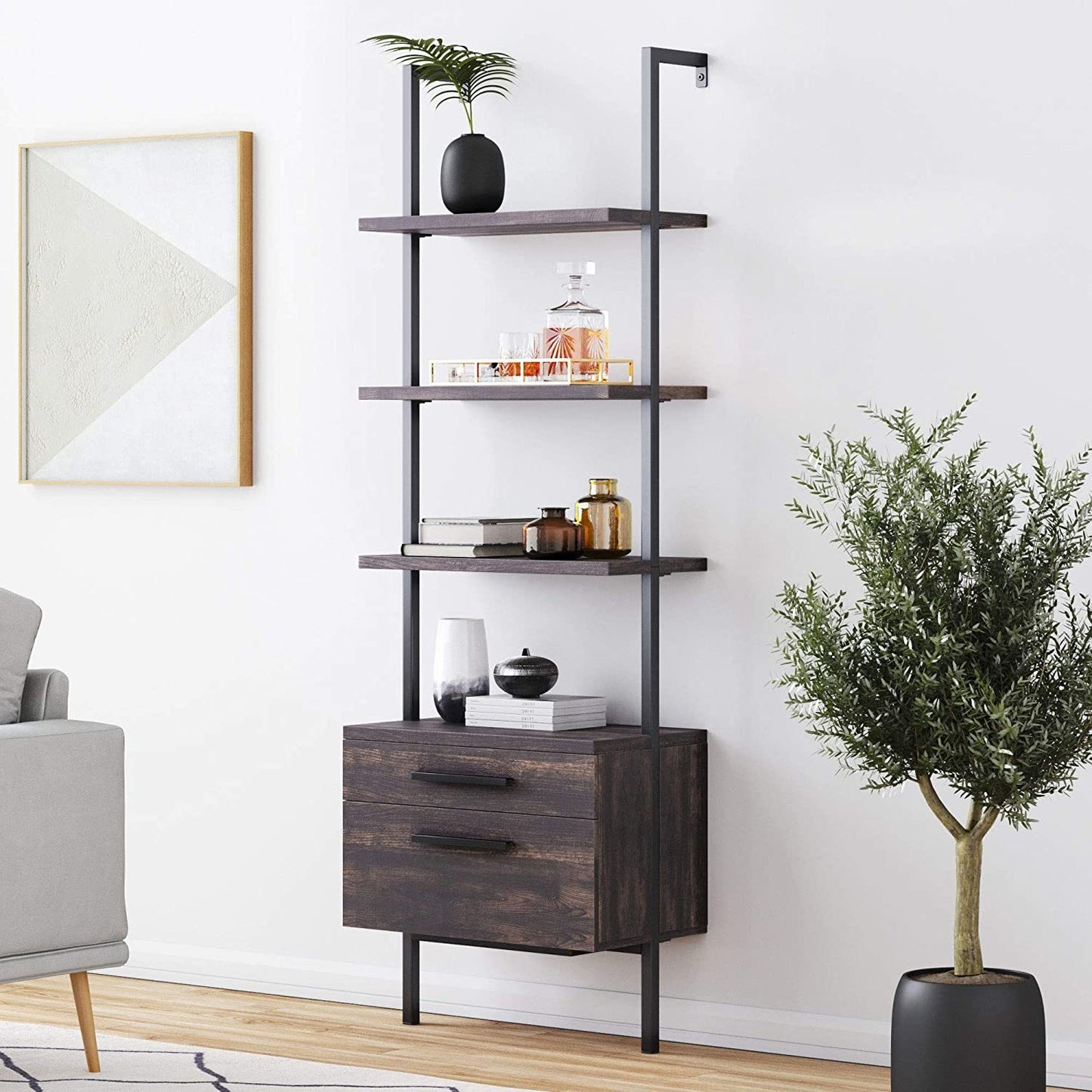 Vintage Metal Pipes and Wood Shelves