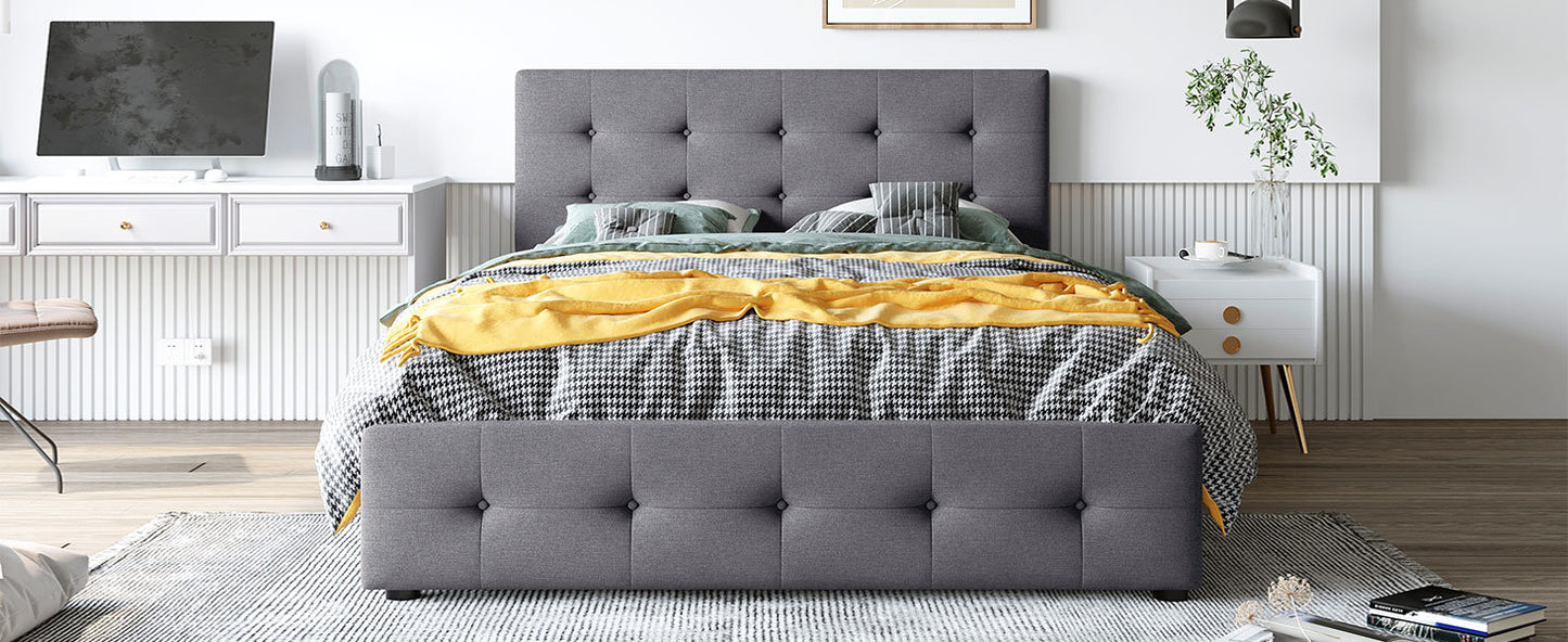 Classic Headboard and 4 Drawers; Queen Size