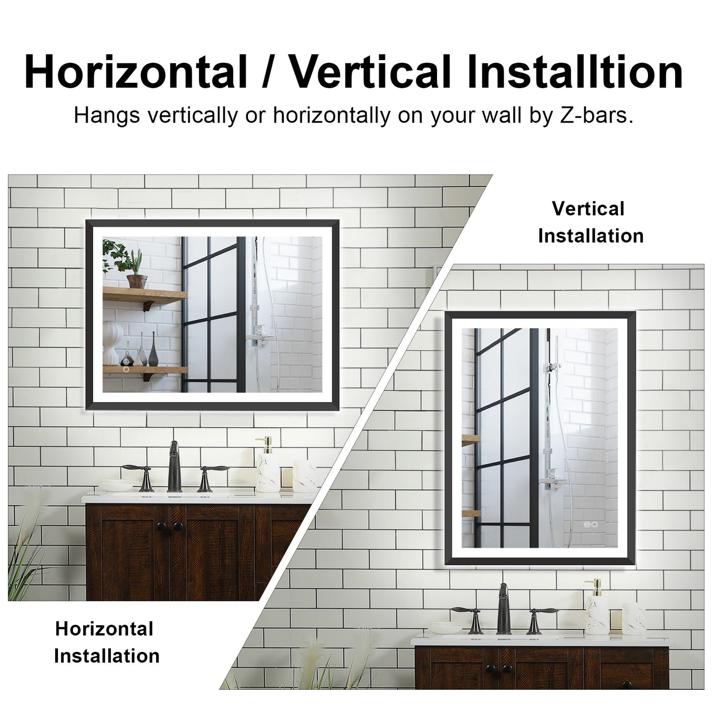 4 Size LED Bathroom Mirror; Backlit and Frontlit