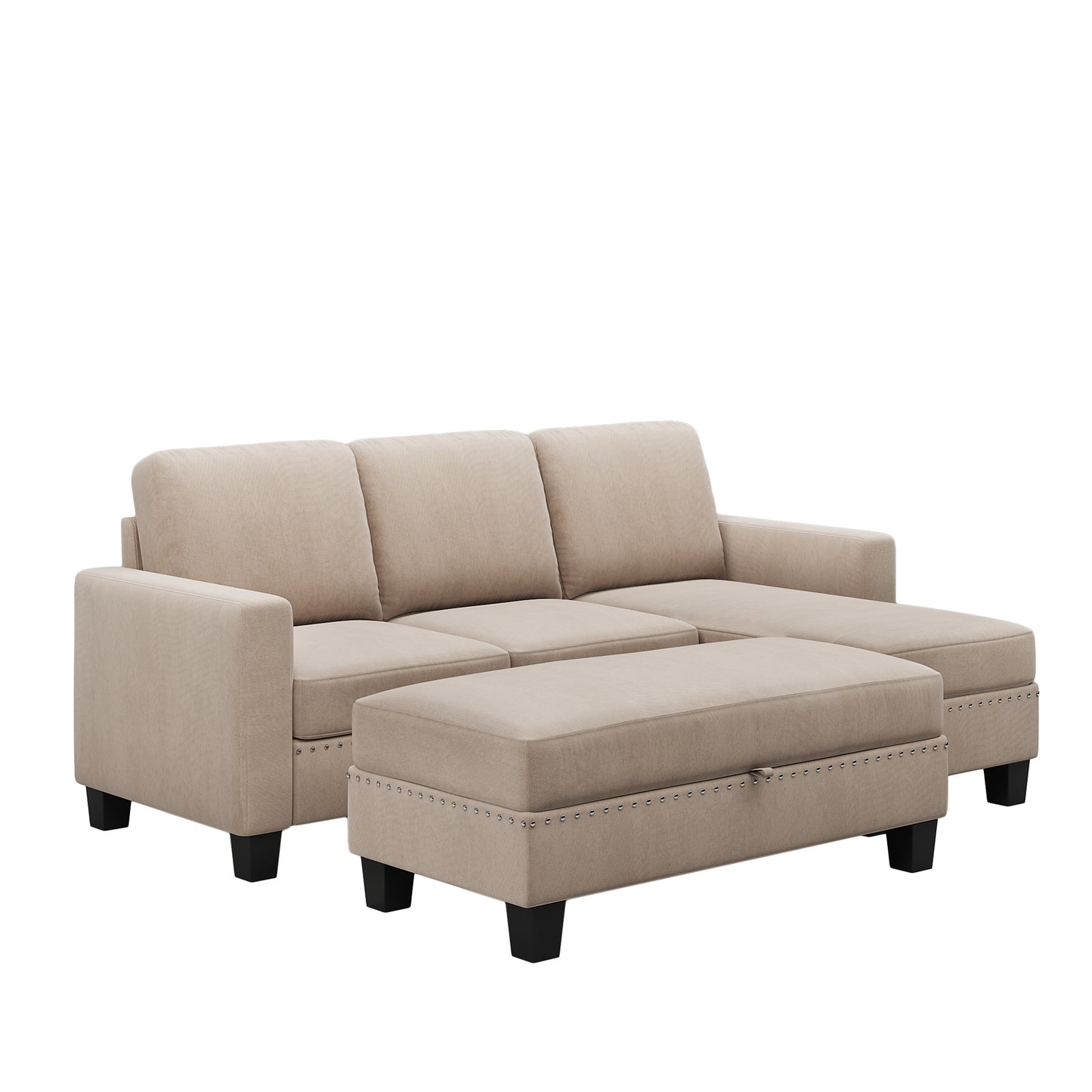 Reversible Sectional Couch with Storage Ottoman