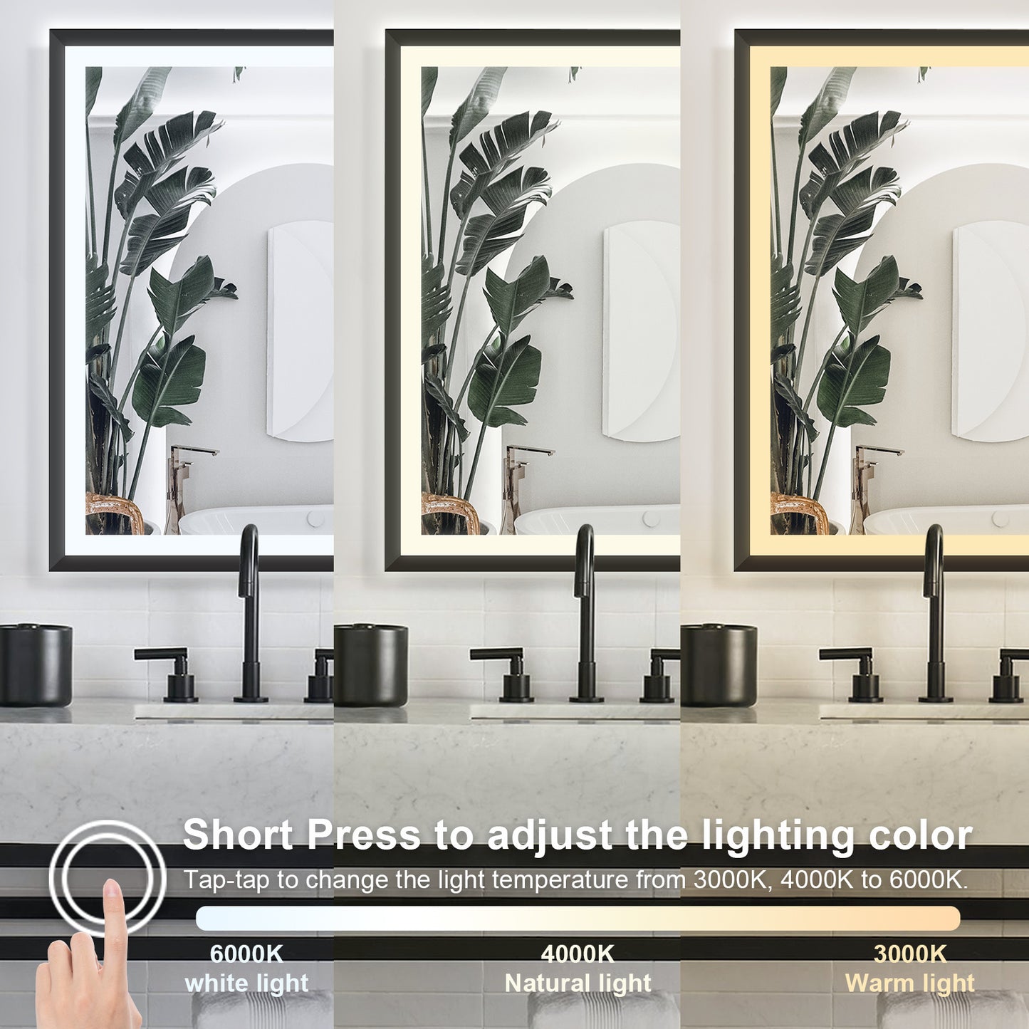 4 Size LED Bathroom Mirror; Backlit and Frontlit