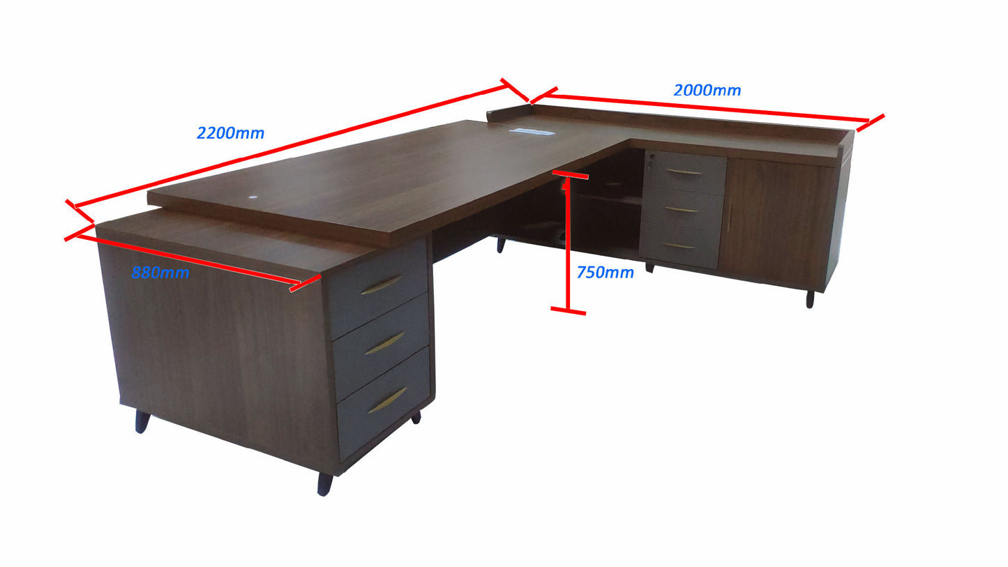 Executive Office Desk with Side Cabinet (commercial)