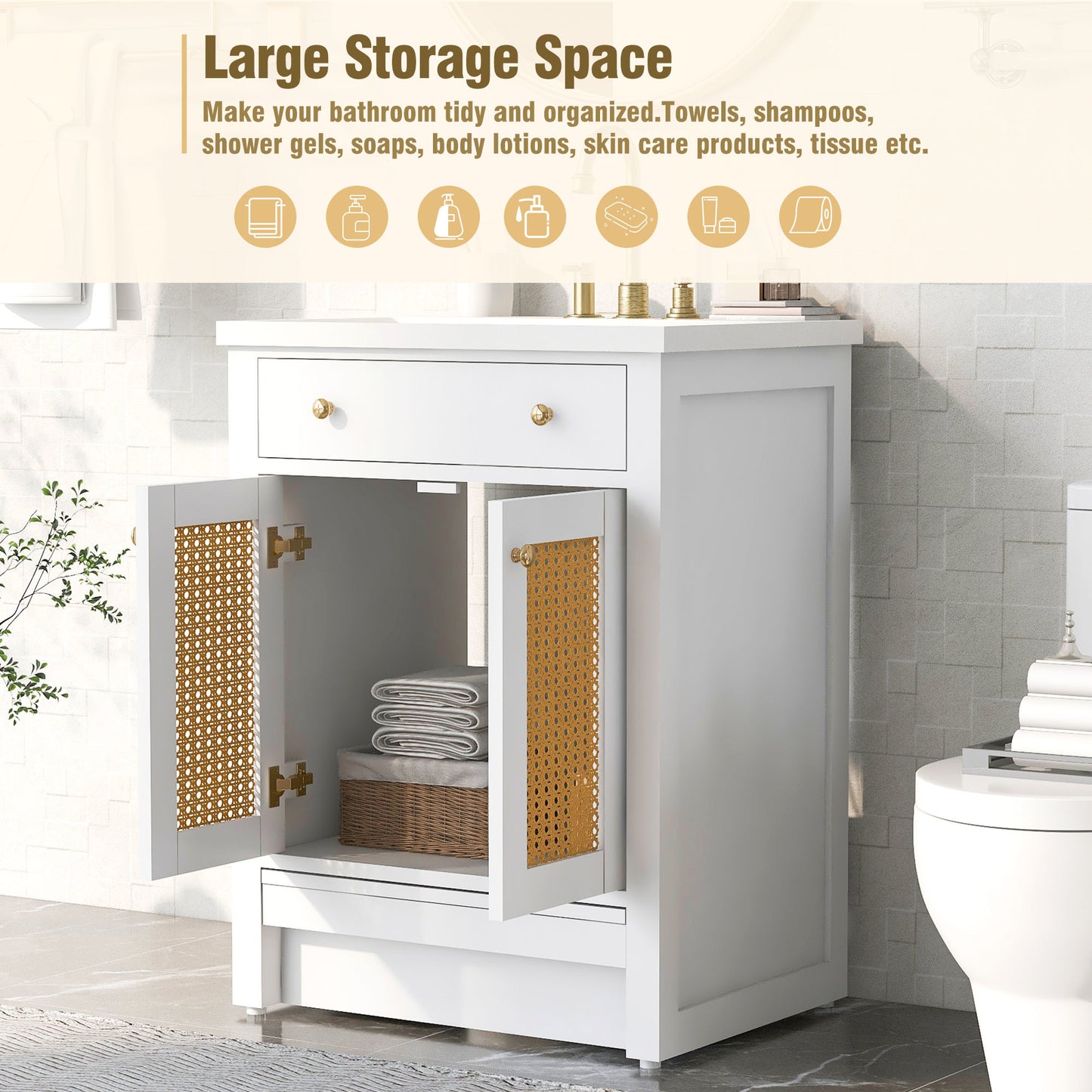 24" vanity with Single Sink; Pull-out footrest