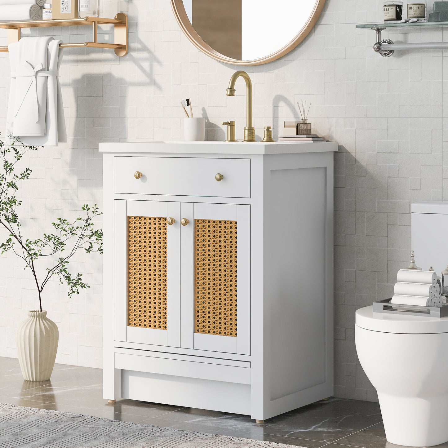 24" vanity with Single Sink; Pull-out footrest