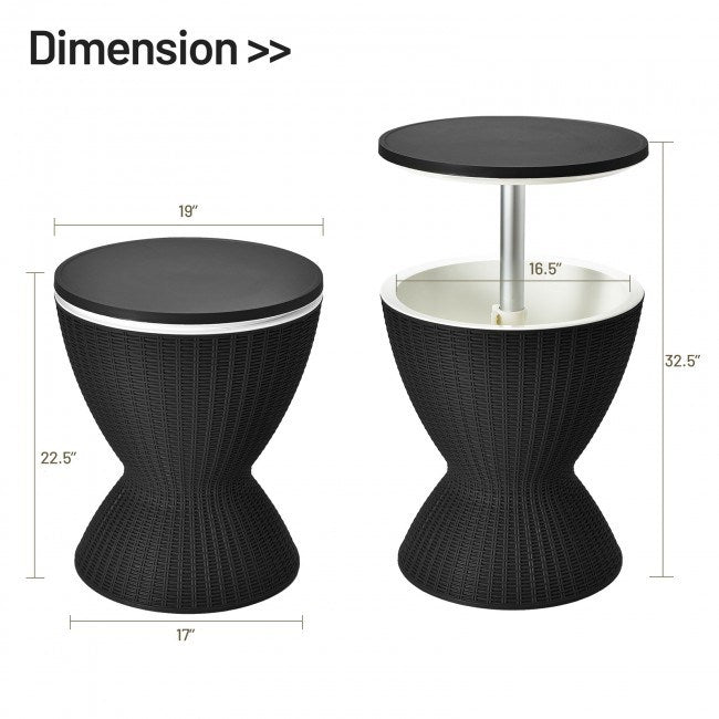 3 in 1 8 Gallon Rattan Cooler Bar Table