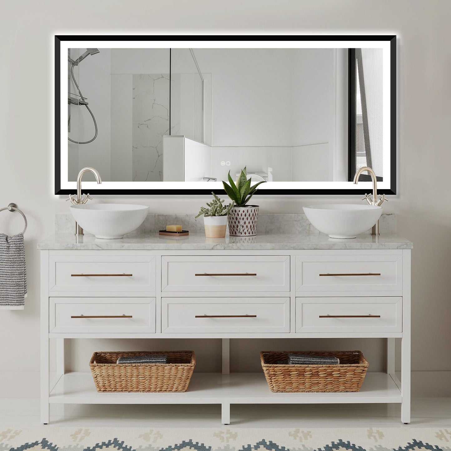 4 Size LED Bathroom Mirror; Backlit and Frontlit