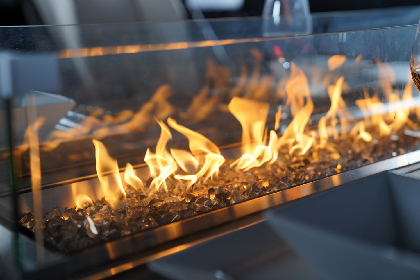 Brown Wicker Patio Firepit table
