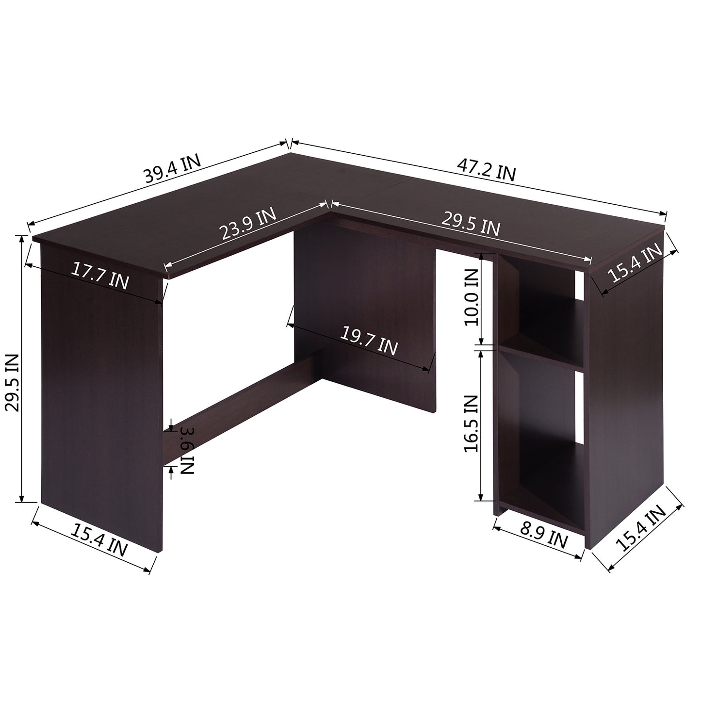39.4\" W x 47.2\" Computer Desk L-Shaped