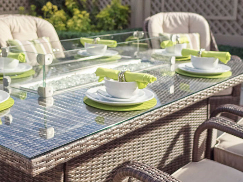 Brown Wicker Patio Firepit table