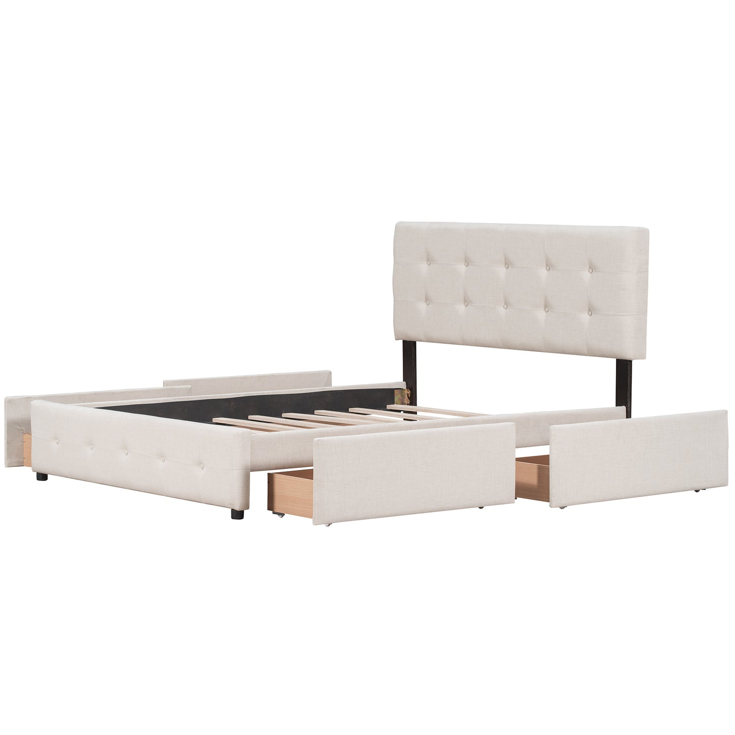 Classic Headboard and 4 Drawers; Queen Size
