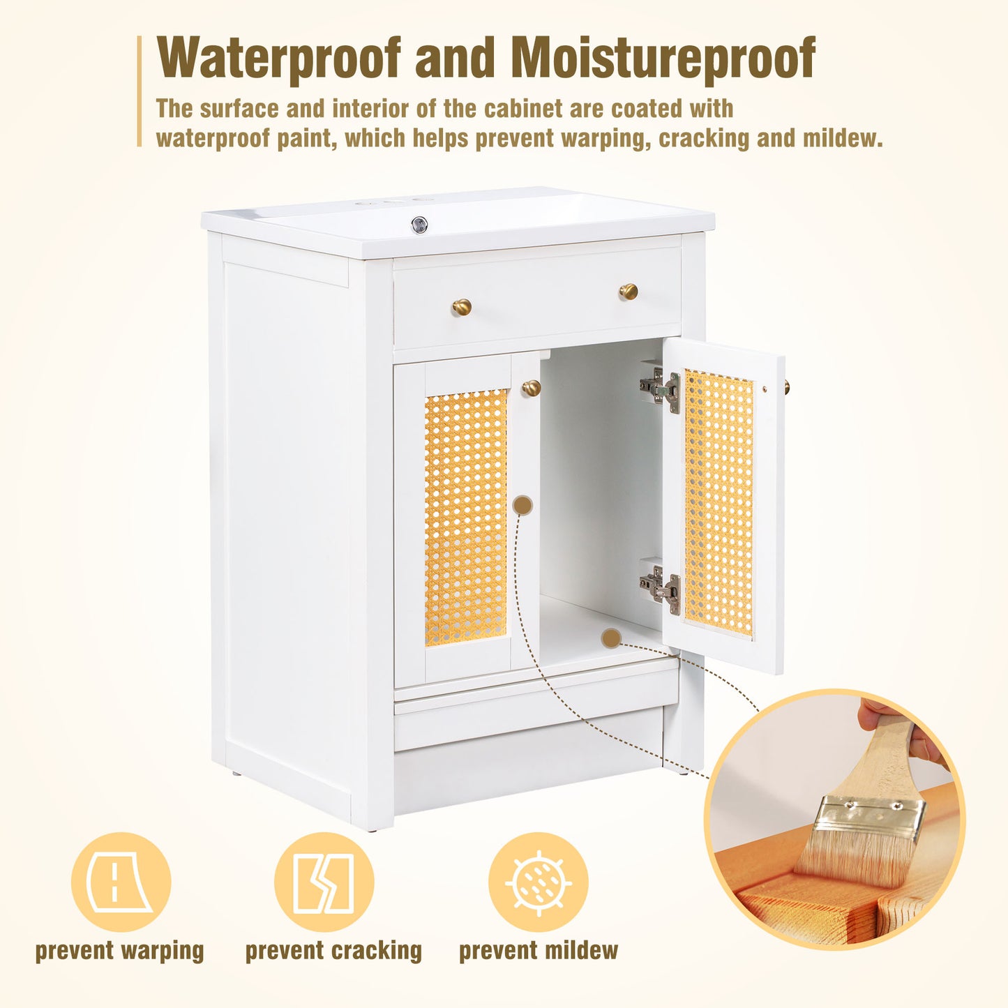 24" vanity with Single Sink; Pull-out footrest