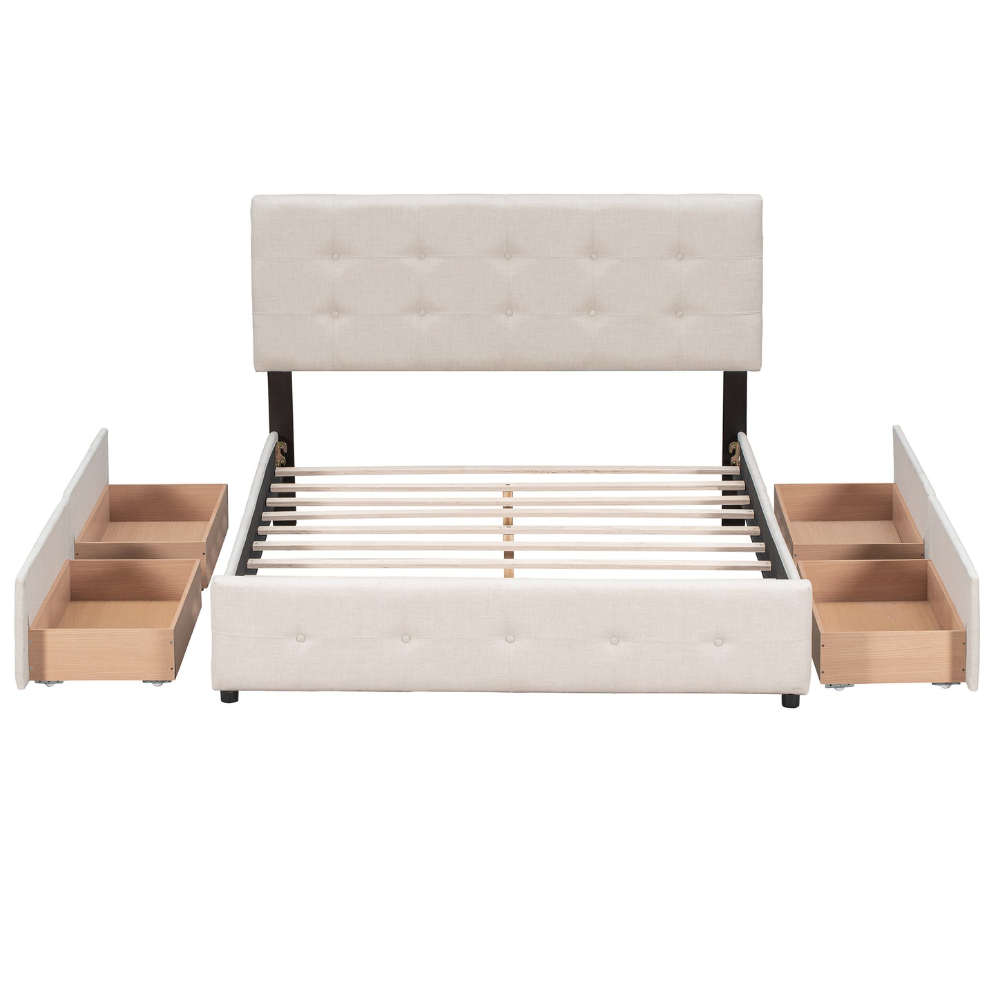 Classic Headboard and 4 Drawers; Queen Size
