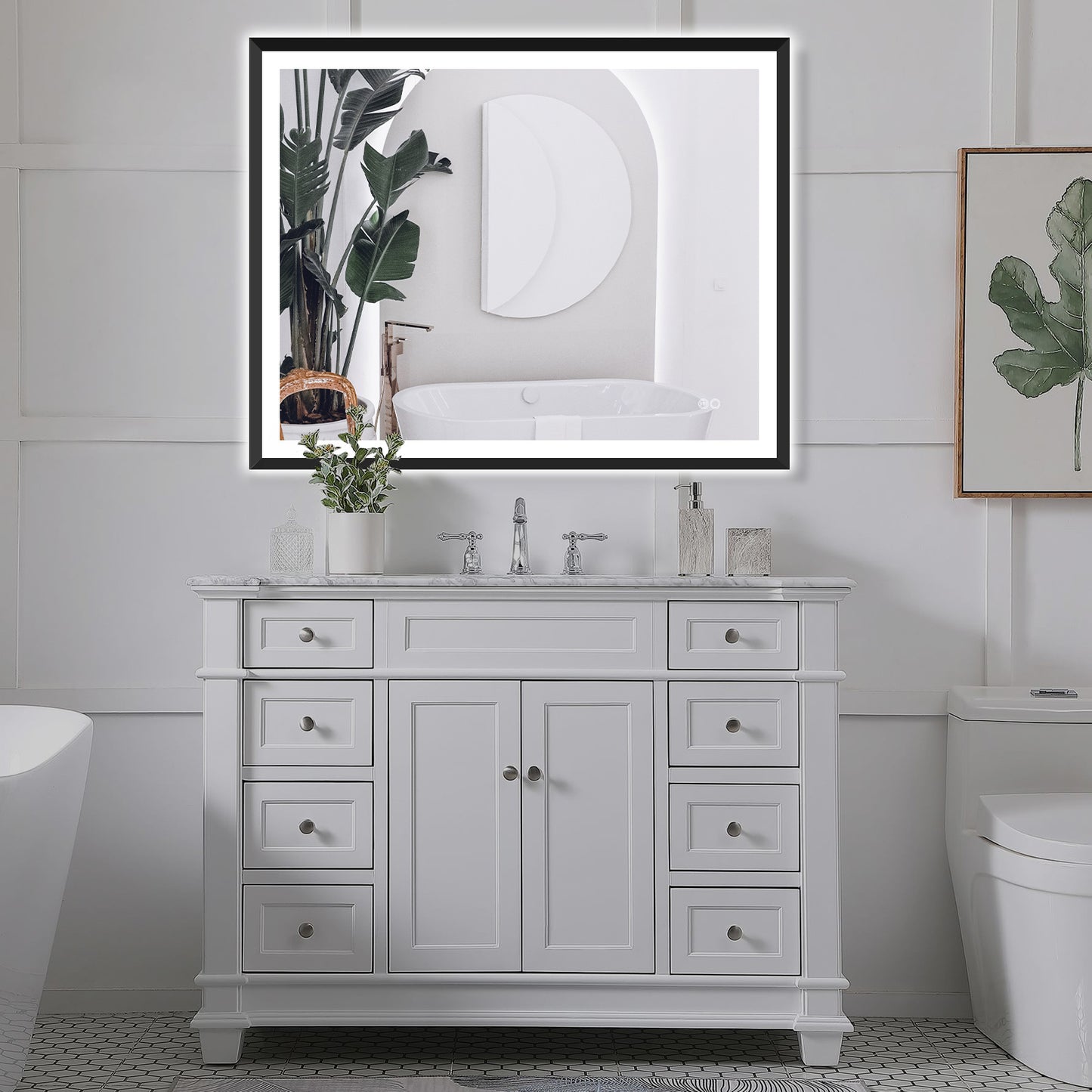 4 Size LED Bathroom Mirror; Backlit and Frontlit