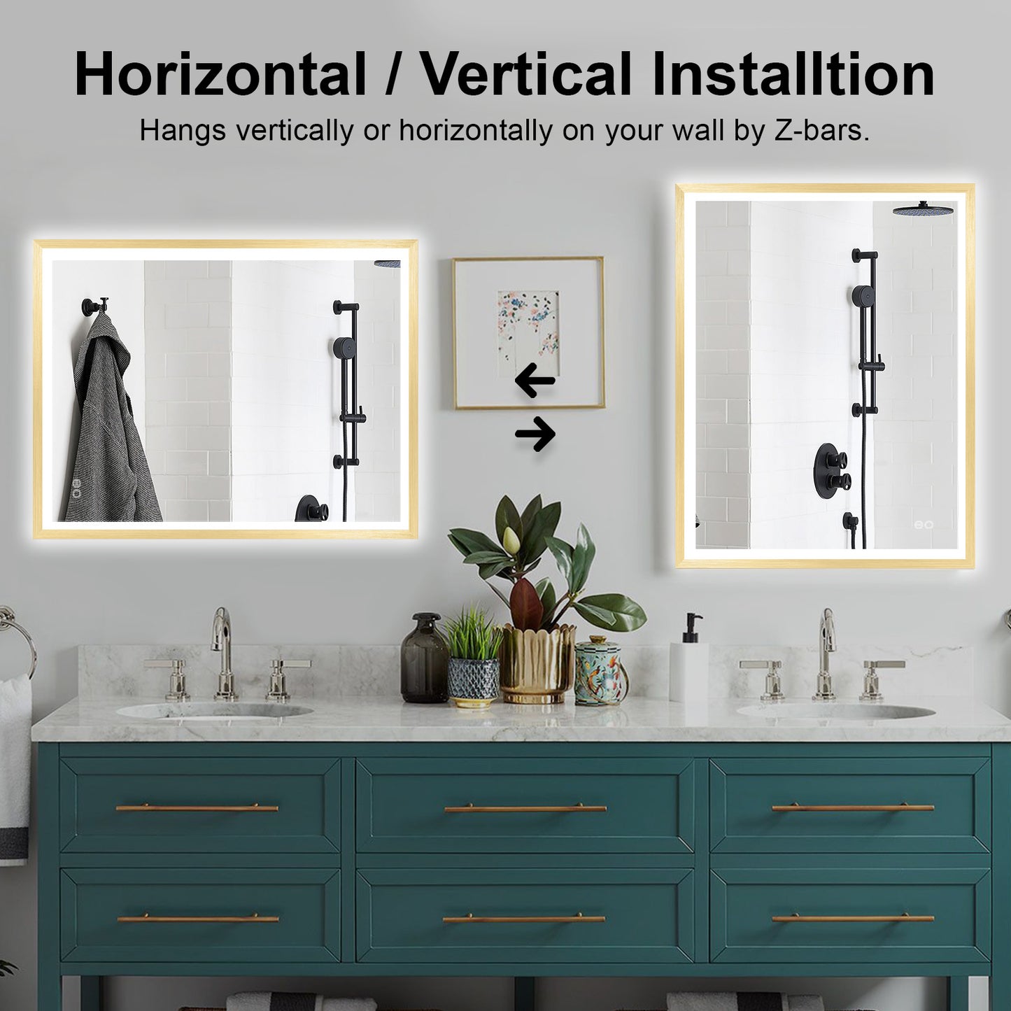 4 Size LED Bathroom Mirror; Backlit and Frontlit