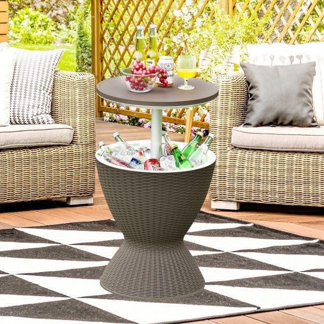 3 in 1 8 Gallon Rattan Cooler Bar Table