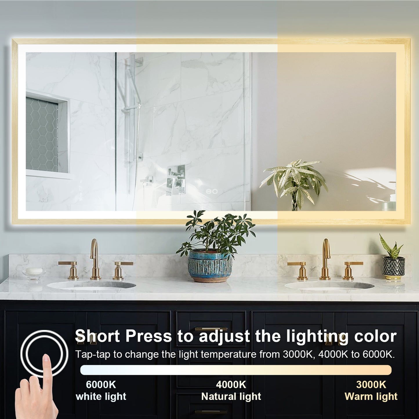 4 Size LED Bathroom Mirror; Backlit and Frontlit