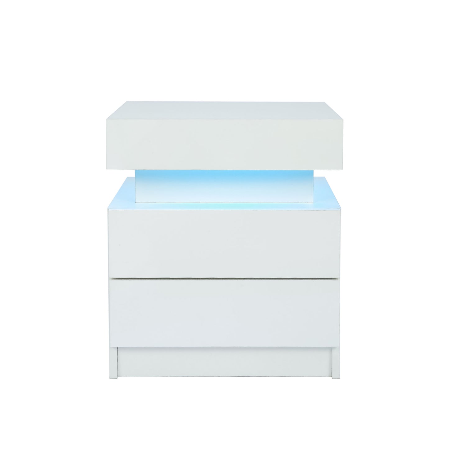 Modern White Nightstand with LED Light