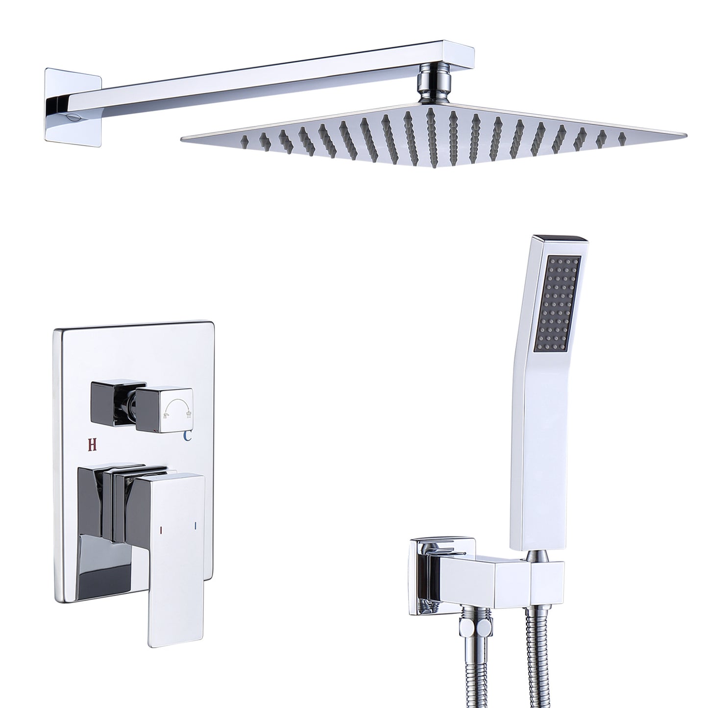 Chrome Finish 12" Rainfall Shower Head