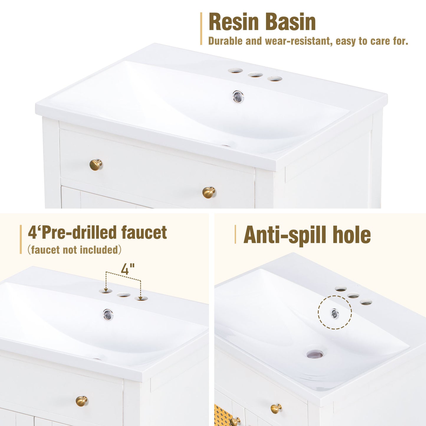 24" vanity with Single Sink; Pull-out footrest