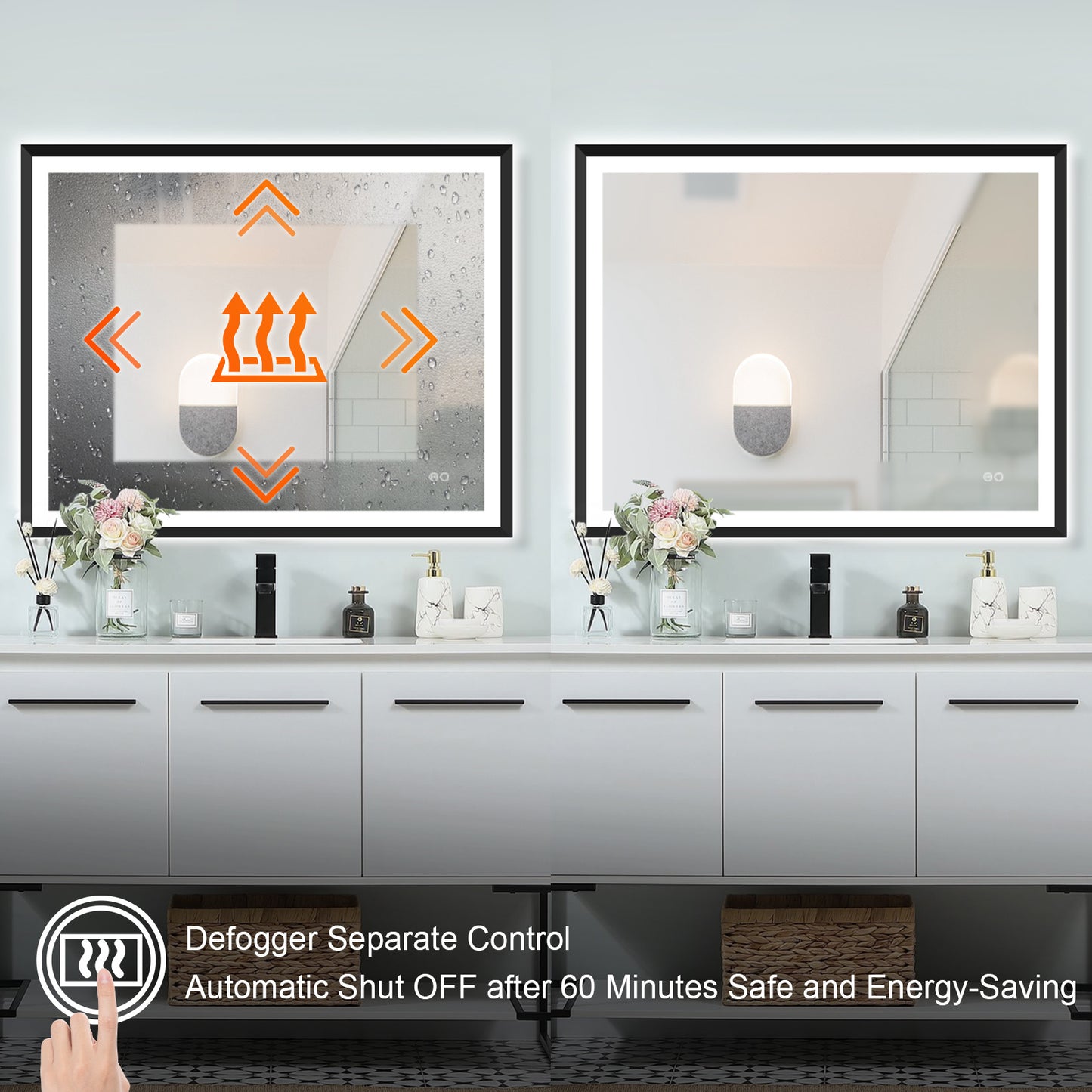 4 Size LED Bathroom Mirror; Backlit and Frontlit