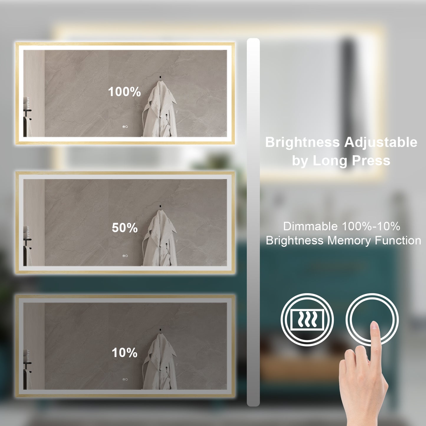 4 Size LED Bathroom Mirror; Backlit and Frontlit