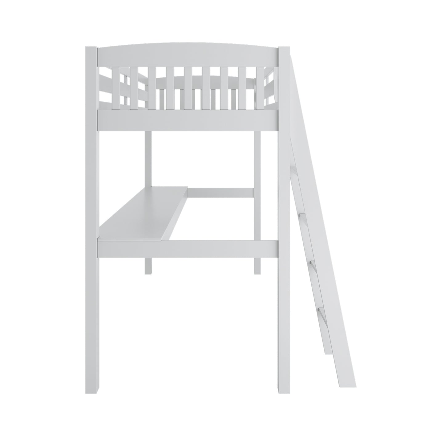 Everest White High Loft Bed with Desk and Storage