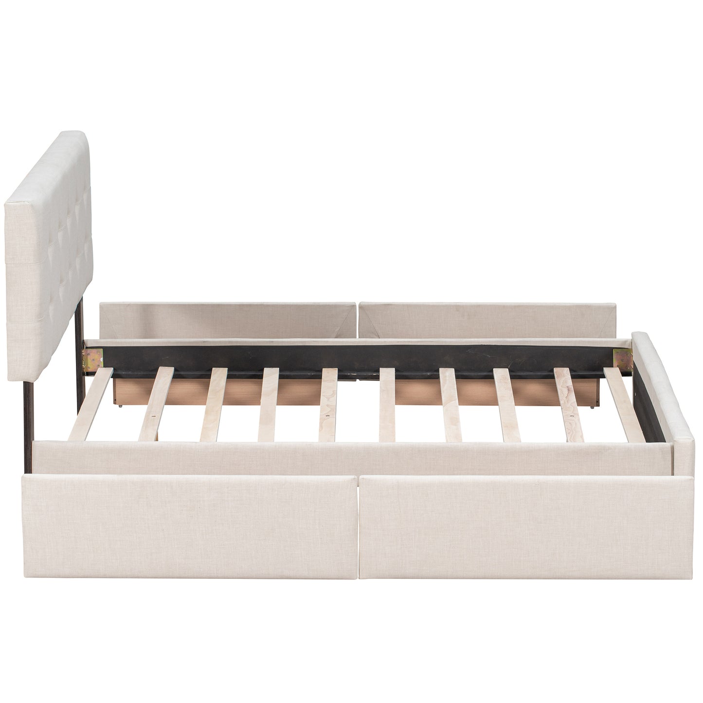 Classic Headboard and 4 Drawers; Queen Size