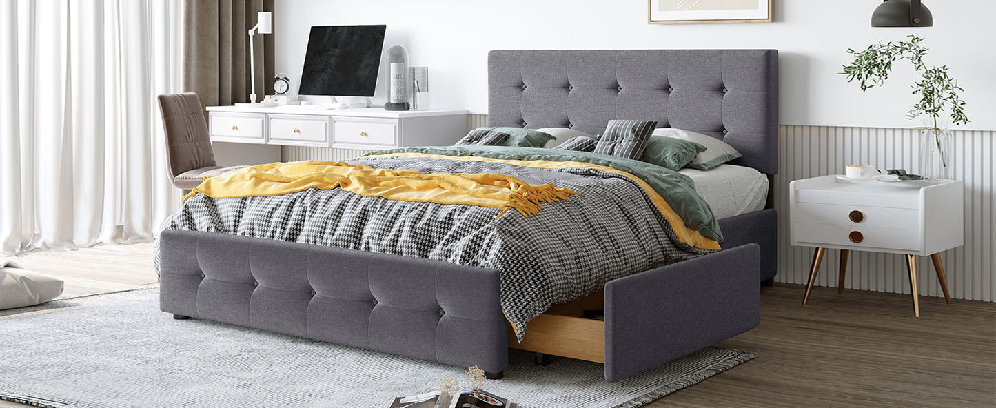 Classic Headboard and 4 Drawers; Queen Size