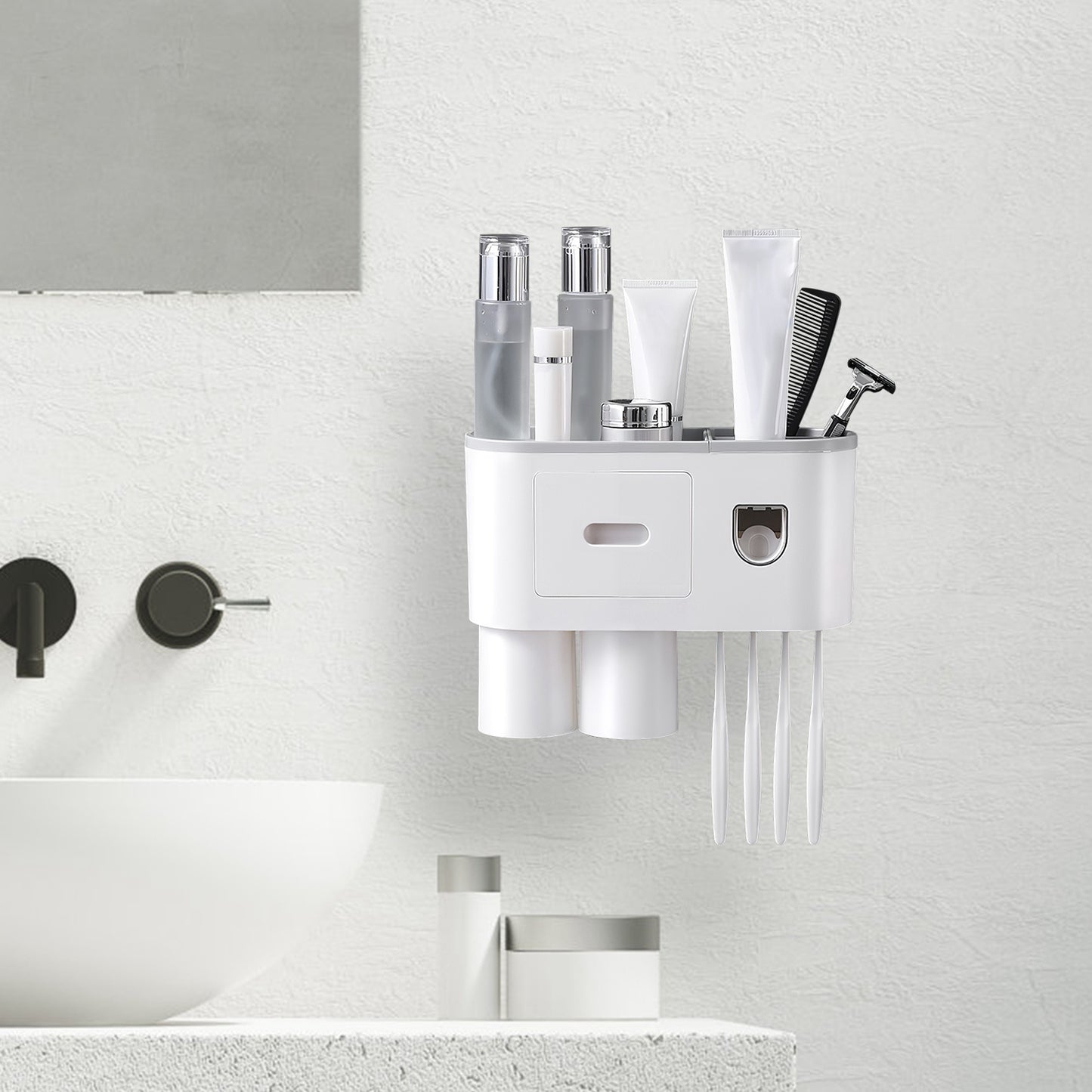 Multifunctional Wall Mount Toothbrush Dispenser