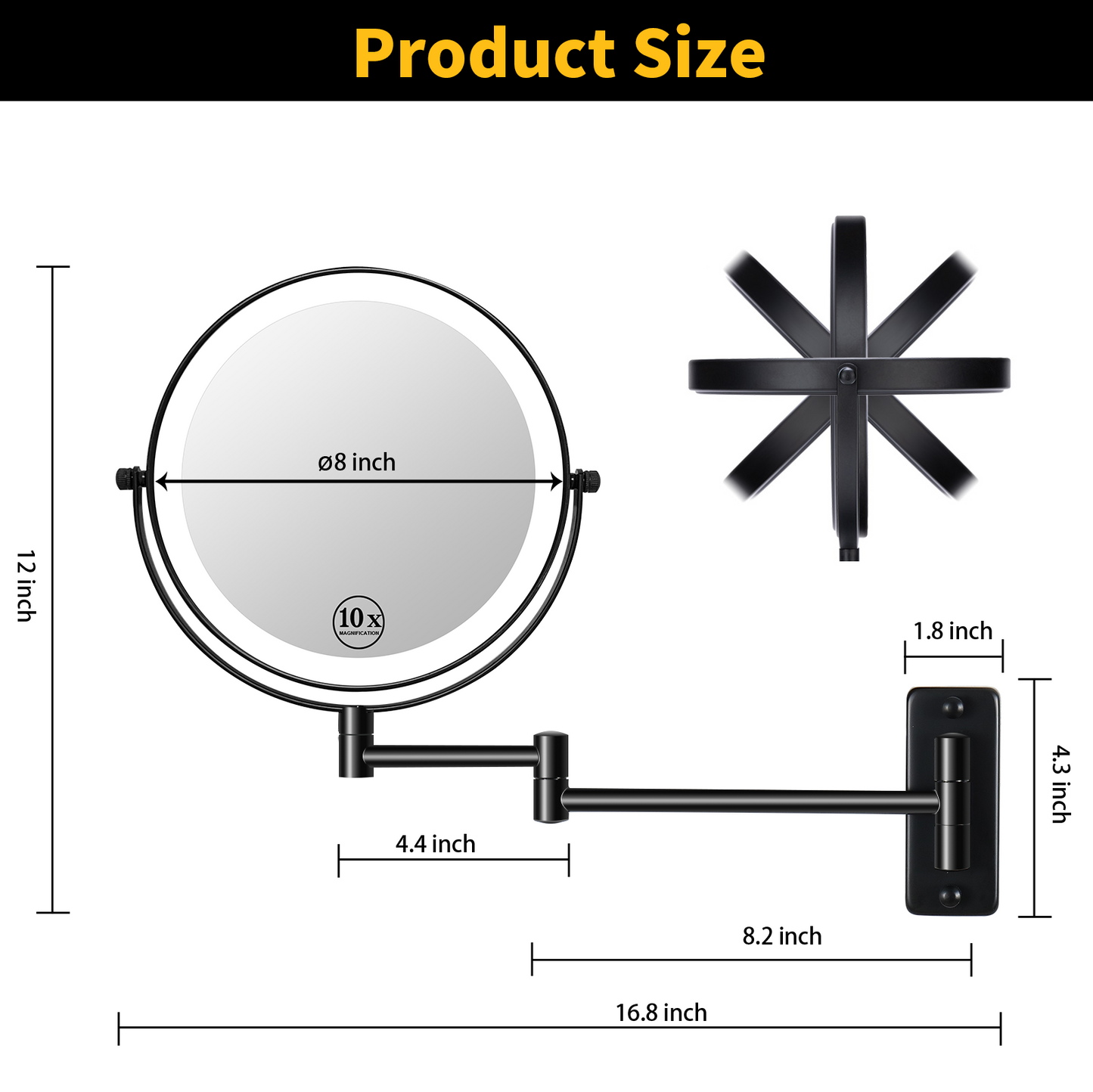 8 Inch Wall-Mounted Mirror