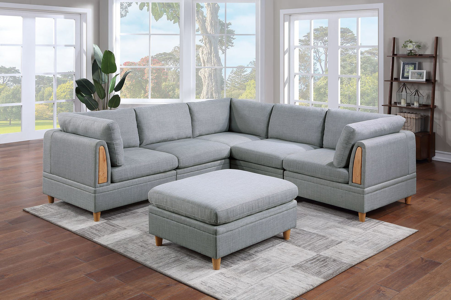 6pc Modular Sofa Set Light Grey