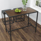 Walnut Metal Pub Dining Table with Metal Frame