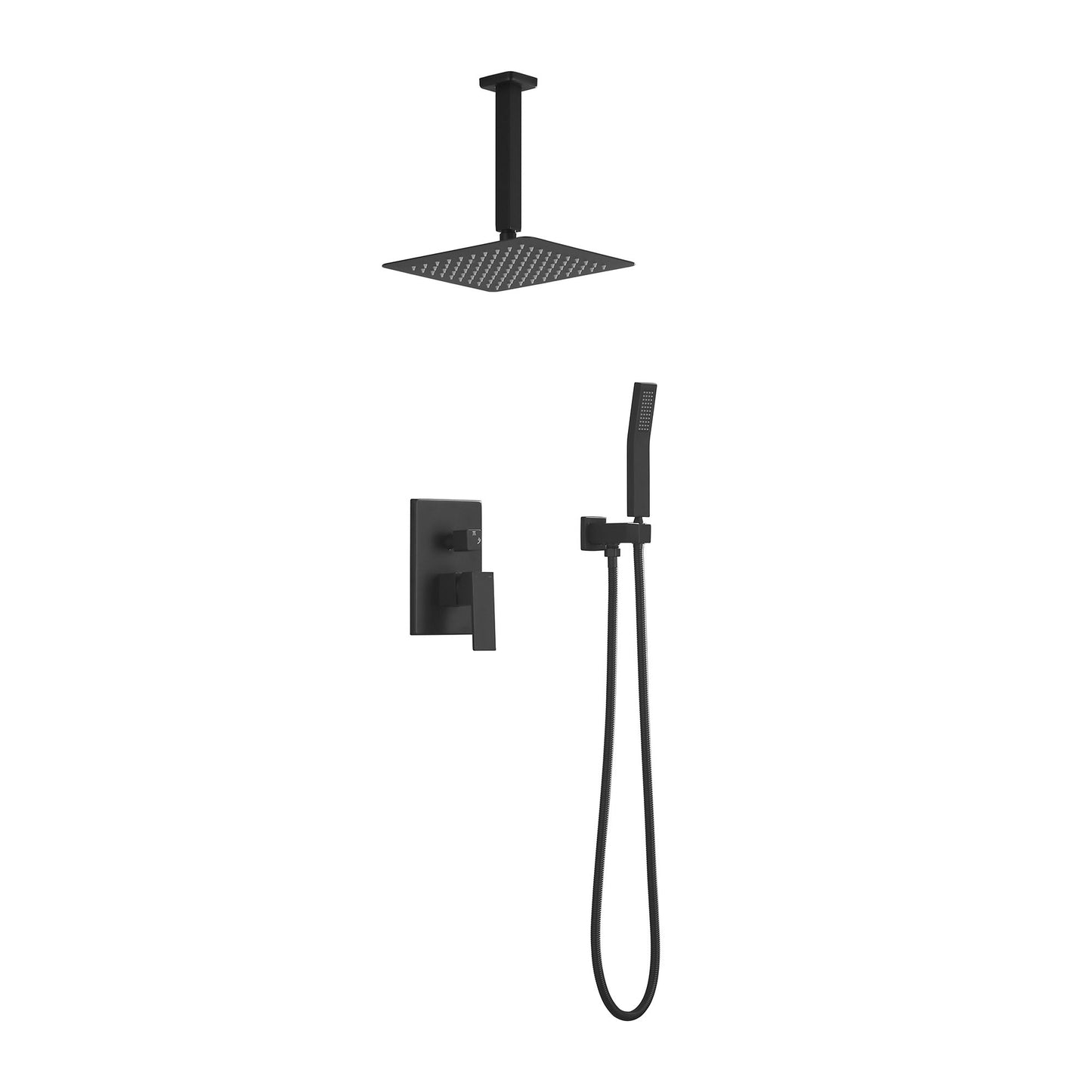 Matte Black Set Ceiling Mounted Rainfall Shower Head