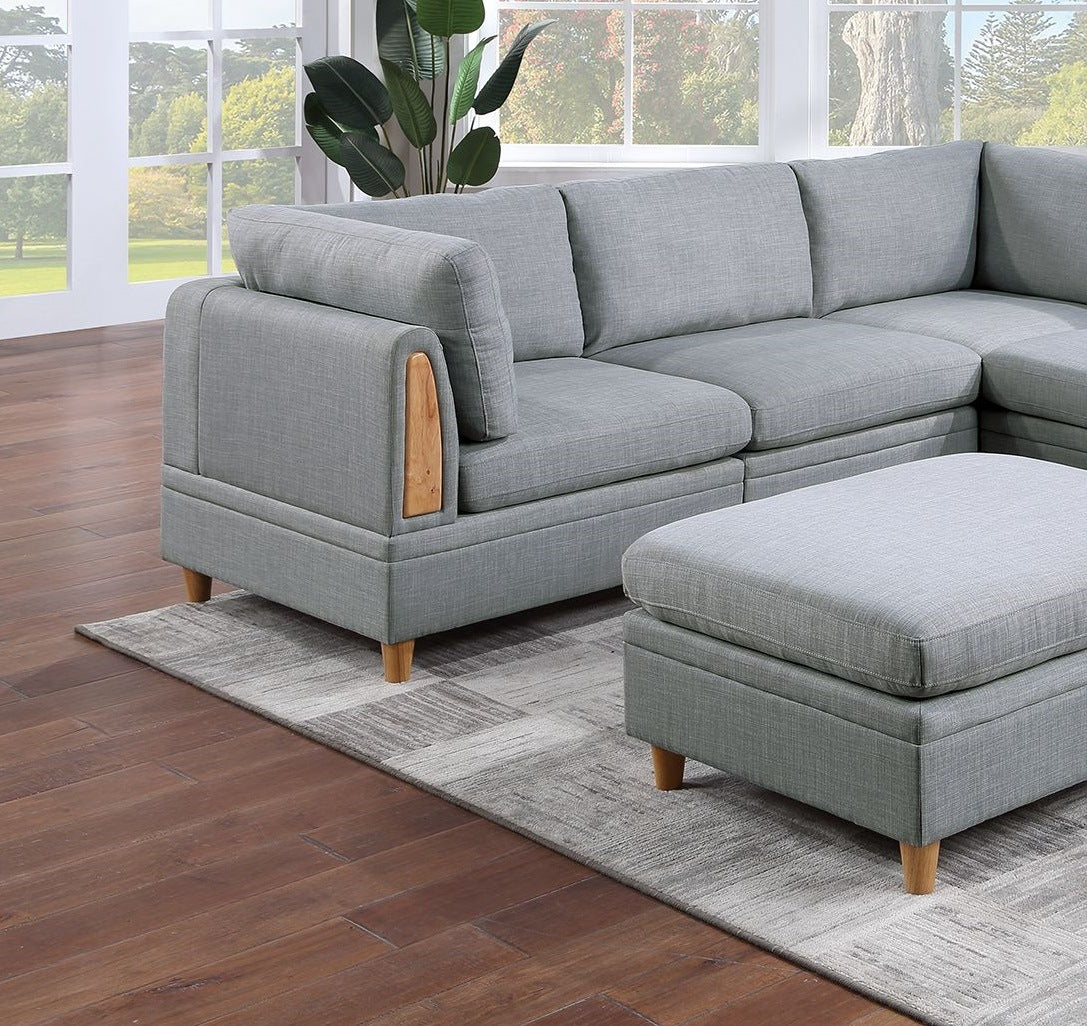 6pc Modular Sofa Set Light Grey