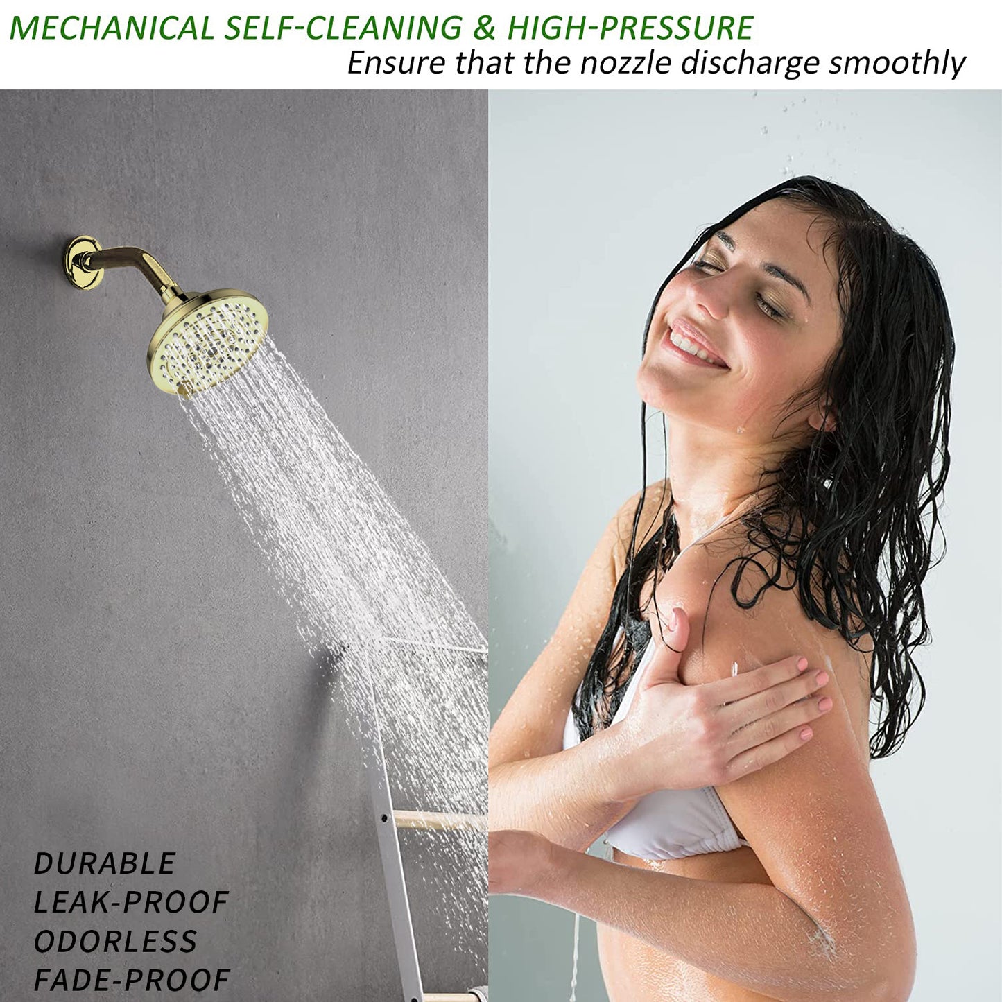 6 Spray Settings High Pressure Shower Head Gold