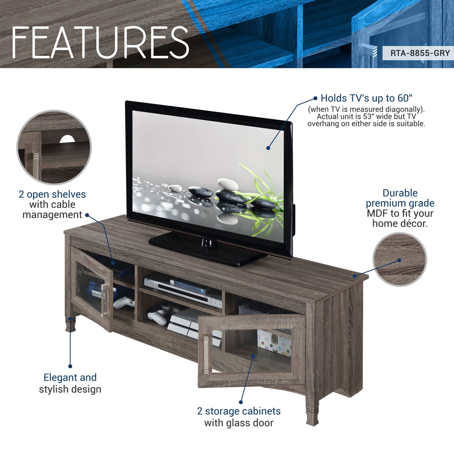 Techni  Grey Driftwood TV Stand