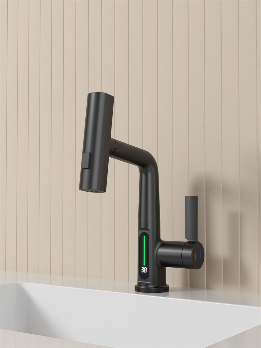 Pull-Out Lift LED Faucet