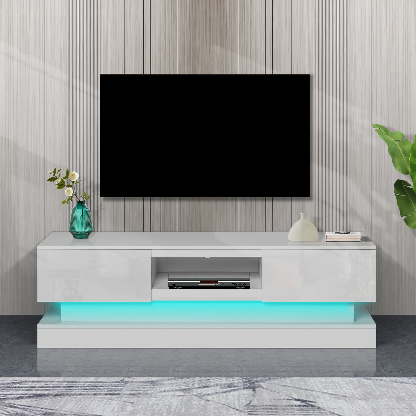 White TV stand Classic with LED