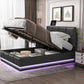 Black Bed Frame With LED and storage